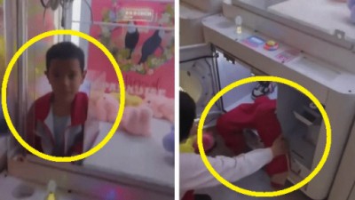 살려주세요 외마디 비명에…인형뽑기 기계 안에 갇힌 아이, 어쩌다가