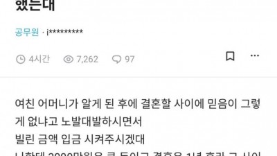 여자친구에게 차용증 쓰게 한 남자