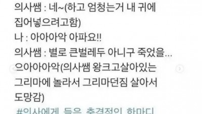 귀에 벌래 들어가서 병원 갔더니...