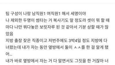 출장지에서 ㅅㅅ는 도대체 왜 하는 거야?