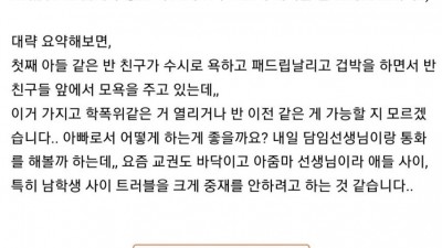 초등학생 아들이 학교에서 괴롭힘 당하는데...