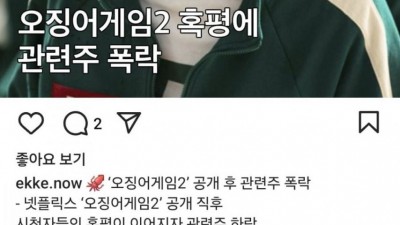  오징어게임 관련주 폭락