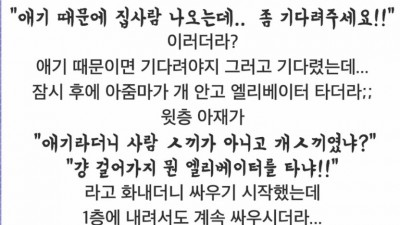           		          		  아파트 엘리베이터에서 애기 때문에 싸움