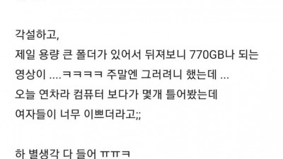 남편의 소장용 야동을 770GB나 발견한 아내ㅋㅋ