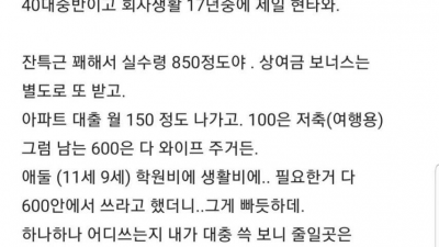 실수령 850도 적다는 아내